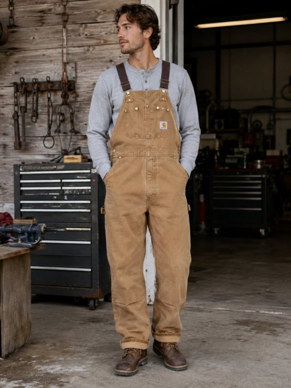 Carhartt USA Made Brown Duck Canvas Bib Overalls 40x32 Workwear Vintage